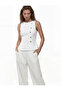Lightweight Peplum Cut Crew Neck Vest with Heart Button Detail - 3