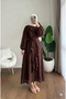 Women's Ruffled Dove Dress with Waist Tie - Brown