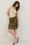 Khaki Lace Detailed Satin Skirt - 4