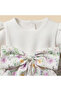 Round Neck Short Sleeves A-Line Dress with Floral Print - 4
