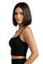 Women's Black Rope Strap Crop Athlete Top Stretch Fit Embroidered Crop Top Bustier Front Double Layer - 2