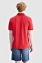 Caleb Regular Fit Polo Collar Printed 100% Cotton Men's Red Polo T-Shirt - 5