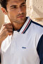 Men's Petrol White Single Jersey Relax Fit Polo Neck T-Shirt - 4