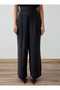 Wide Leg Modal Pants with Metal Buckle Detail - Black - - 3
