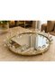 Set of 3 Mirrored Decorative Trays Gold Metal Presentation Tray with Crystal Stone Detail - 4