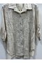 Women's Beige Italian Floral Embroidered Foldable Long Sleeve Oversize Shirt Size 42 - 46 - 2