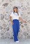 Ecru blue t-shirt with embroidered collar and "summer" lettering - 2