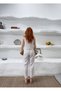 Women's White Top and Bottom Linen Set Frv0179 - 7