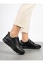 Women's Black Genuine Leather Orthopedic Sole Rubber Laced Casual Shoes - 2