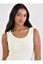 Cream Fitted Embroidered 100% Cotton Tank - 4