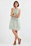 Women's Zero Sleeve Gathered Waist Patterned Chiffon Mint Dress - 2