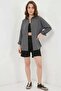 Women's Oversize Cut Basic Cotton Gray Shirt - 3