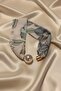 Women's Patterned Scarf Necklace with Pearls and Magnets, Stylish Neck Accessory (45 cm) - 3