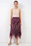 Women's Asymmetrical Patterned Chiffon Plum Skirt - 5