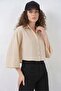Women's Oversize Striped Viscose Beige Shirt - 4