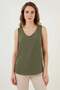 Women's V-Neck Zero Sleeve Khaki Blouse