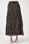 Women's Belted Patterned Smoked Skirt - 6