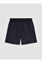 Navy Blue 100% Linen Women's Shorts with Elastic Waist