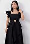 Square Neckline Shoulder and Skirt Ruffle Dress Grs4052 - 2