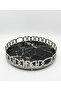 Decorative Round Chrome Metal Glass Presentation Tray with Marble Pattern-Silver - 5