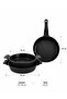 Harmony 3 Piece Cast Granite Set 18-20 cm Saucepan and 24 cm Frying Pan Cappuccino Non-Stick Surface - 2