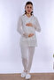 Maternity Pajama Set with Hidden Nursing Feature and Cotton Robe Effortt - Ecru - 5