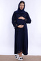 Hijab-Friendly Cotton Nursing Nightgown Set with Dressing Gown Effortt - Navy Blue - 2