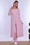 Cotton Dressing Gown Maternity Postpartum Breastfeeding Pajama Set with Adjustable Waist Elastic Effortt - Pink - 5