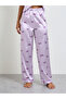 Purple Bow Striped Print Satin Cami and Pyjama Set - 4