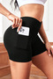 Women's Diver Fabric Black Short Sports Leggings with Pockets - 2