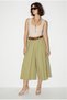 Women's Khaki High Waist Pleated Detailed Wide Leg Culotte Trousers Dp261038 60286319