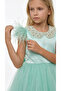 Short Front Long Back Handcrafted Pearl Collar Feathered Princess Dress Special Occasion, Wedding 5-12 Years Old - 2
