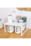 1-Piece Kitchen Shelf Insert Organizer, Stackable Counter Spice Storage Rack Metal Space Saver, White - 7