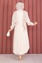 Striped Button-Down Shirt Tunic Beige - 4