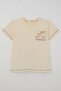 Boy's Short Sleeve T-Shirt with Back Print Detail, Ages 8-14, Cream