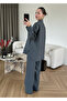 Anthracite Tencel Shirt Blouse Pants Set - 7310 - 5