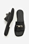 Women's Genuine Leather Thick Strap Buckle Casual Slippers Sivera Black - 8
