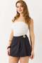 Women's Waist Gold Buckle Detailed Shorts Skirt Black - 2