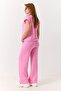 Women's Short Sleeve Padded Two-Piece Set Pink - 5
