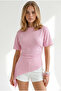 Women's Pink Drape Detailed Asymmetrical Blouse Blz-19003399 - 2