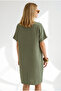 Women's Khaki Double Pocket Wide Fit Mini Dress Elb-19002679 - 5