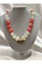 Pink Bead Model Design Necklace with Gold Detail - 3