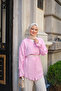 Women's Brit Button Detailed Adjustable Cuffs Shirt Pink - 3