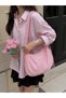 Bow Bag Pink Women's Lined Baguette Handbag with Bow Detail and Zipper - 3