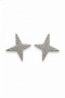 Women's White Color Shiny Textured Star Bijouterie Earrings Pair