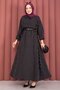 Striped Shirt Skirt Double Set Black