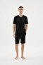 Kly 26219 Men's 100% Cotton V-Neck Half Sleeve Pocket Shorts Set - 6