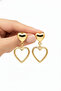 Women's Yellow Color Double Heart Dangle Brass Earrings - 4