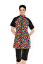 Short Sleeve Sports Lycra Semi-Closed Swimsuit 6285 Black08 - 2