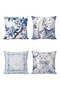 Blue Chinese Patterned 4-Piece Throw Pillow Cover Set - 3